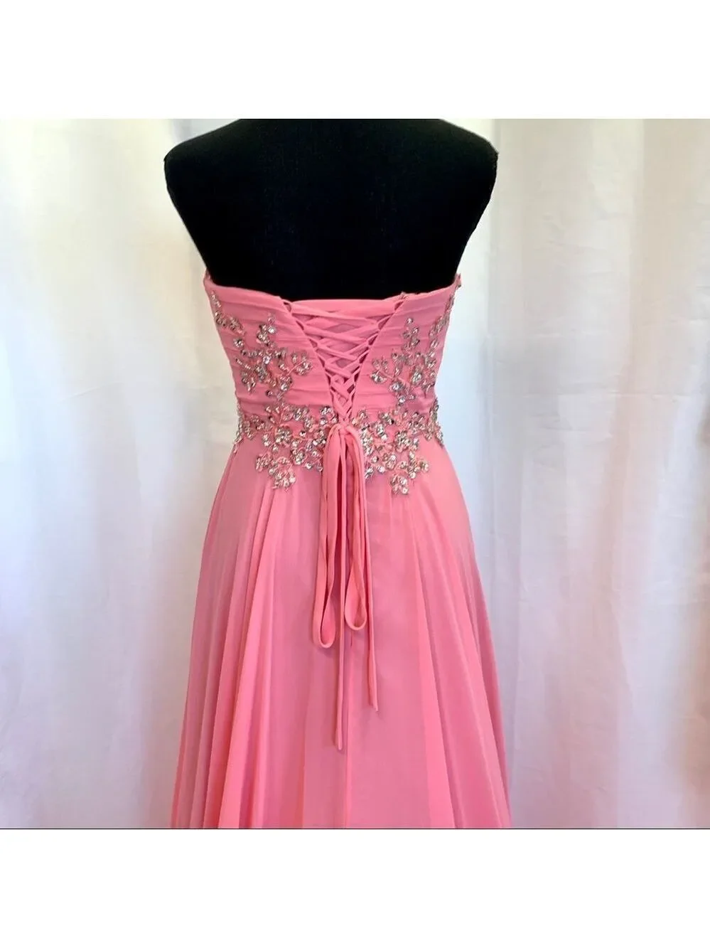 ANNA Rose pink sleeveless sequin beaded sweetheart prom bridesmaid gown🔥
